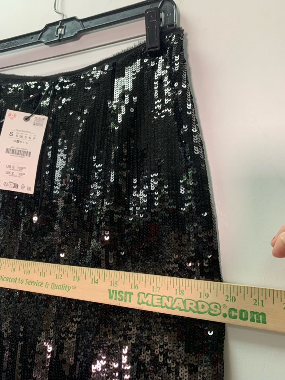 NWT ZARA ZW Collection Long Fringed Sequin Skirt Black 4831/242 Size S - Picture 12 of 13